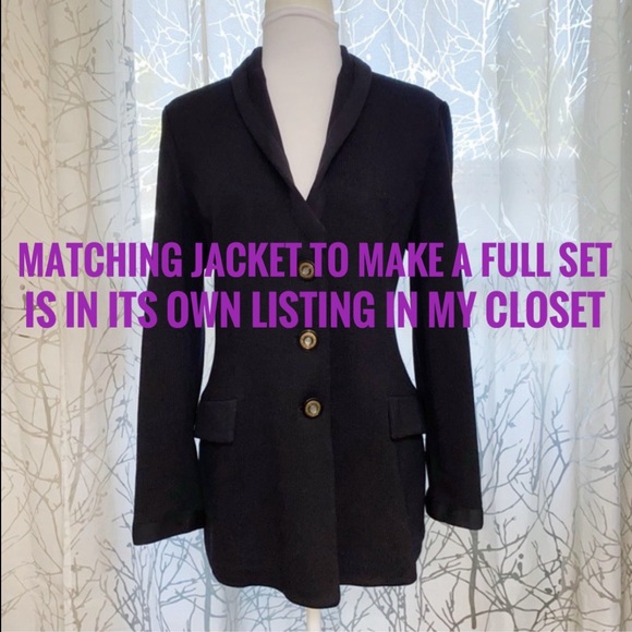 ST. JOHN BLACK KNIT HIGH WAISTED CROP LONG PANTS - Picture 7 of 8